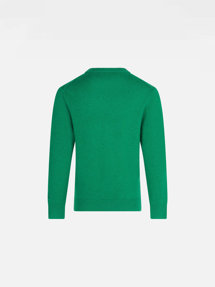 Grüner Pullover für Jungen mit St. Moritz-Jacquard