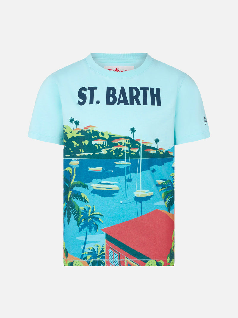 Baumwoll-T-Shirt für Jungen mit St. Barth-Postkartendruck