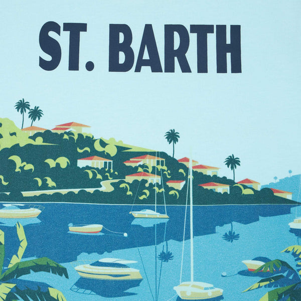 Boy cotton t-shirt with St. Barth postcard print