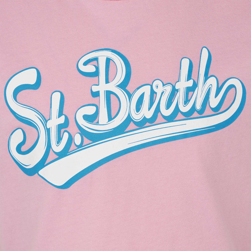 T-shirt da bambina in cotone con stampa St. Barth