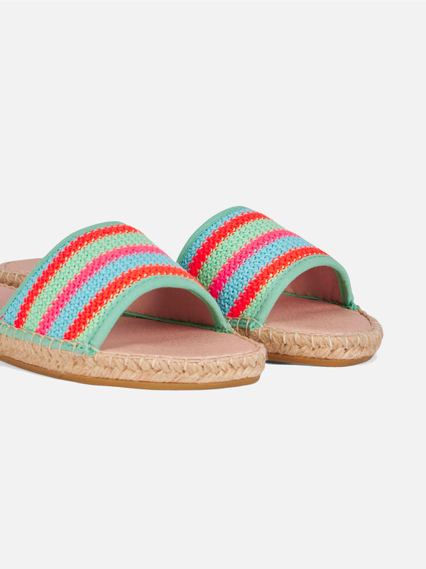 Espadrillas da donna con righe all'uncinetto