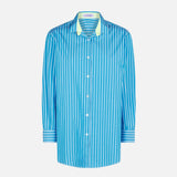 Camicia in cotone a righe con ricamo Born in St. Barth