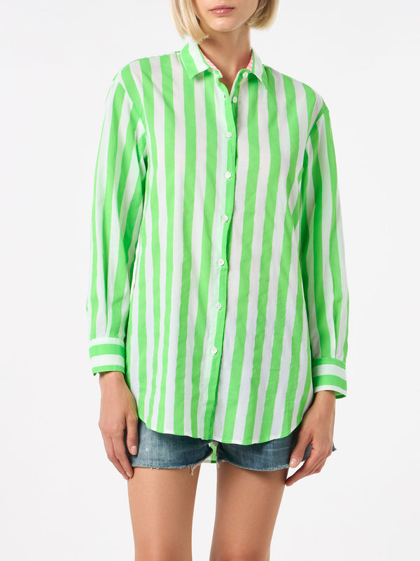 Striped cotton shirt Portami al mare embroidery