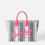 Cotton canvas Colette handbag with striped print