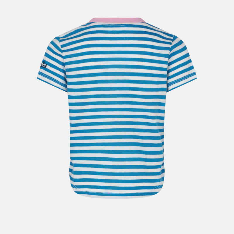 Girl striped t-shirt with Bonjour St. Barth embroidery