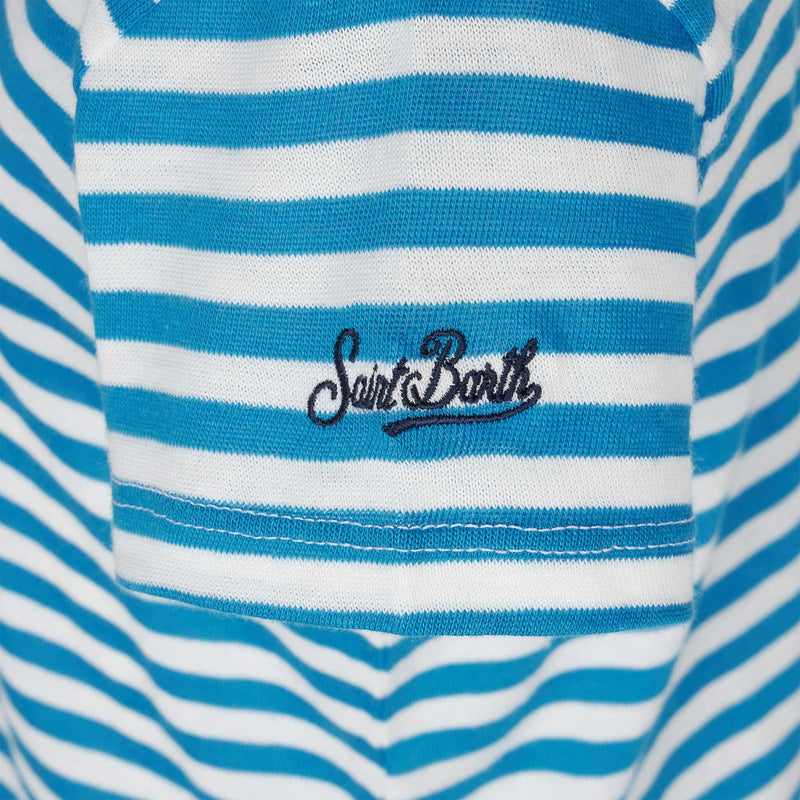 Girl striped t-shirt with Bonjour St. Barth embroidery