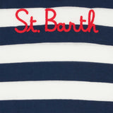 Blau gestreiftes Jungen-T-Shirt mit St. Barth-Stickerei