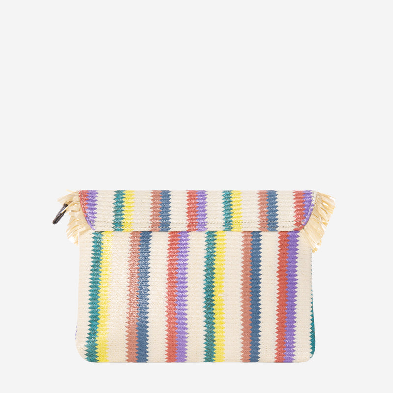 Straw pochette with fringes