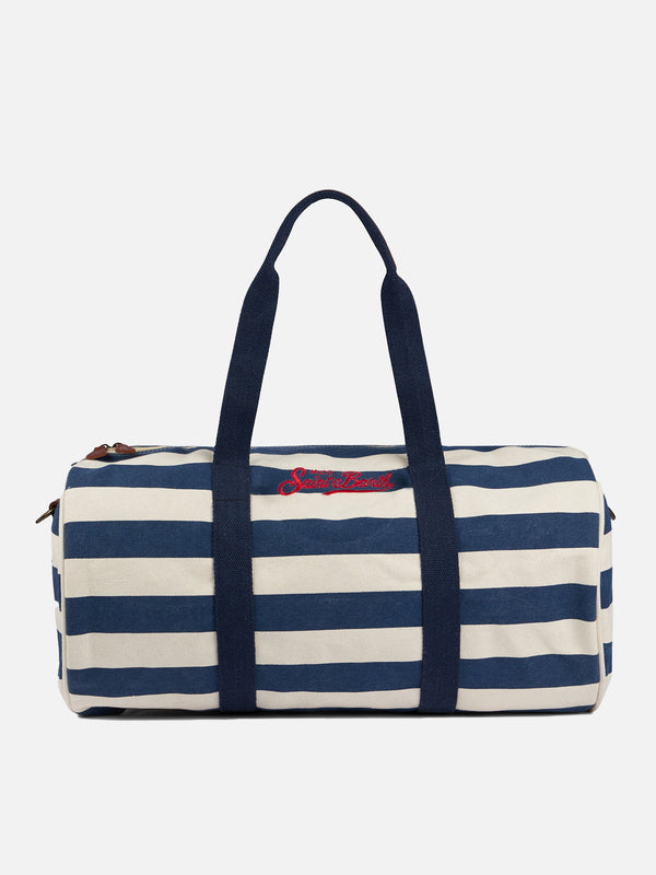 Reisetasche mit blauen Streifen