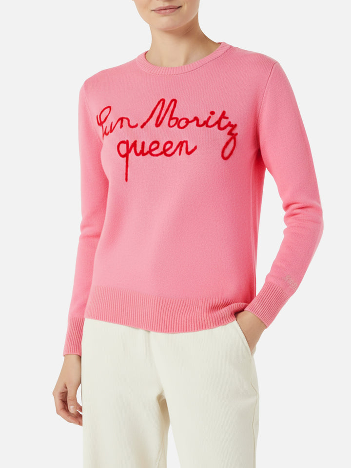 Damenpullover mit Sun Moritz Queen-Stickerei