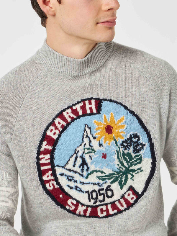 Man half-turtleneck sweater with Matterhorn jacquard print