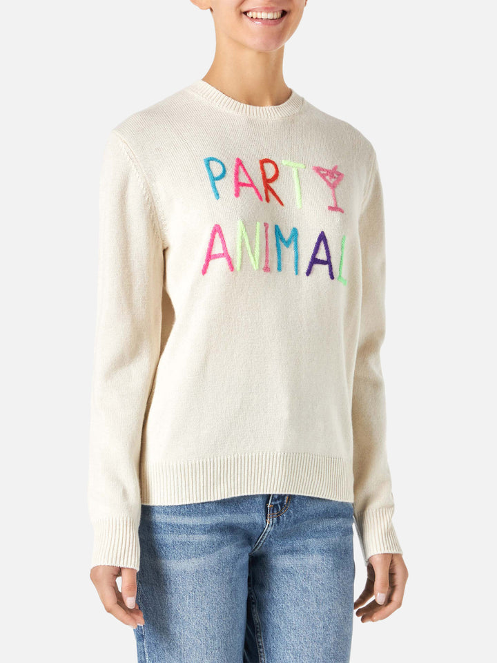 Woman sweater with Party Animal embroidery