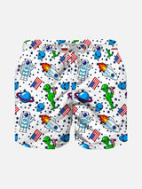 Space print boy swim shorts