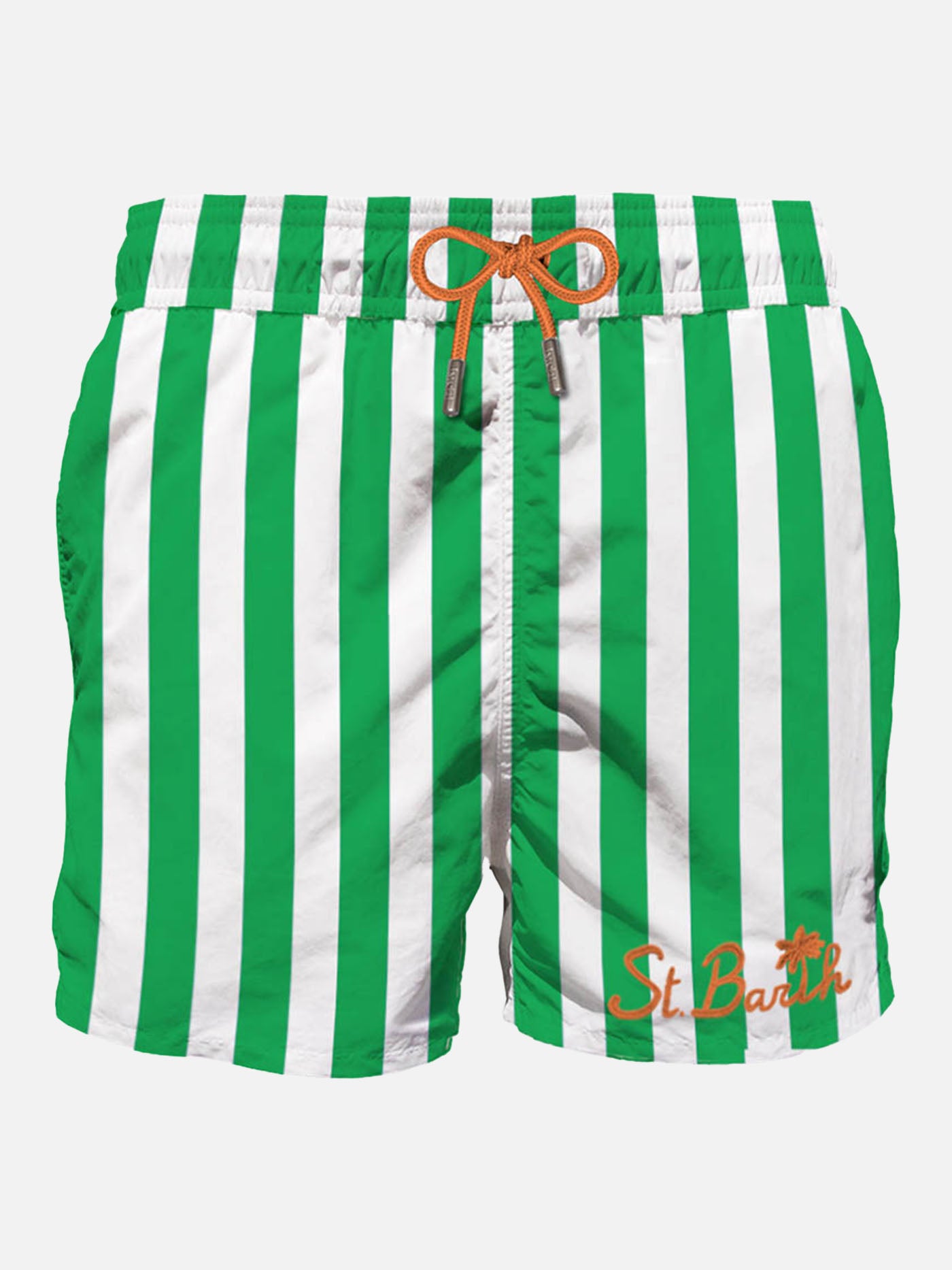 Grüne mittellange Badeshorts mit Stickerei