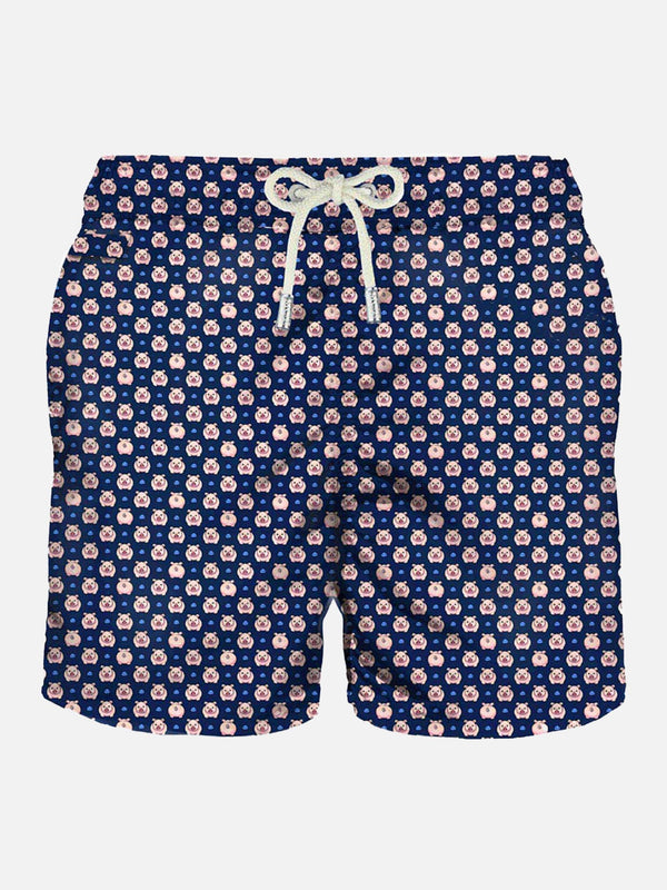 Light fabric man swim shorts pigs print