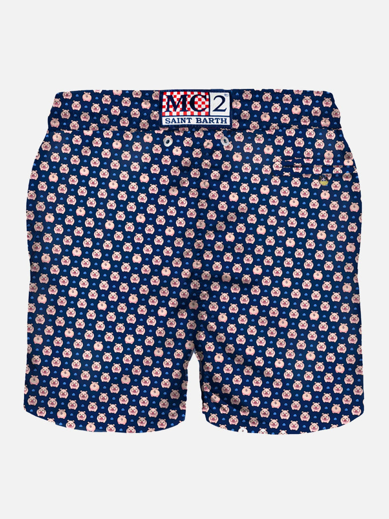 Light fabric man swim shorts pigs print