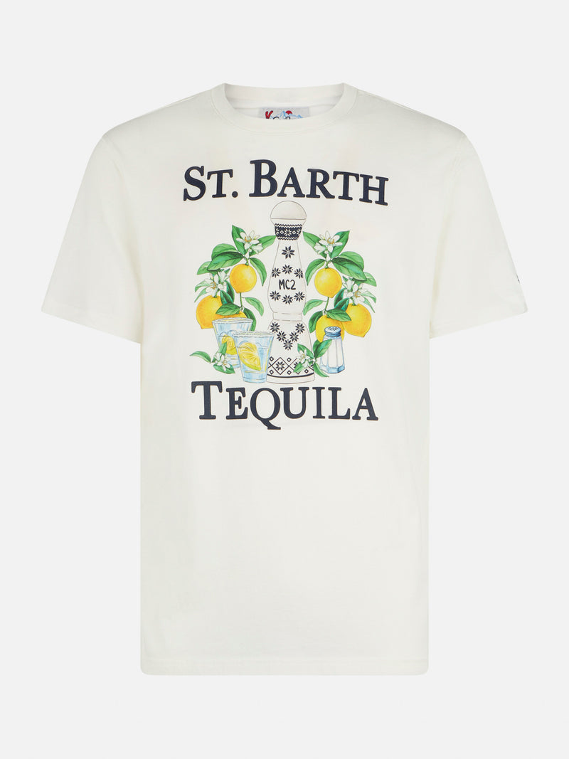 T-shirt da uomo in cotone pesante con stampa Tequila