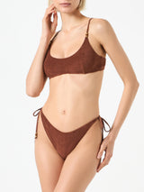 Bikini da donna a bralette in spugna marrone