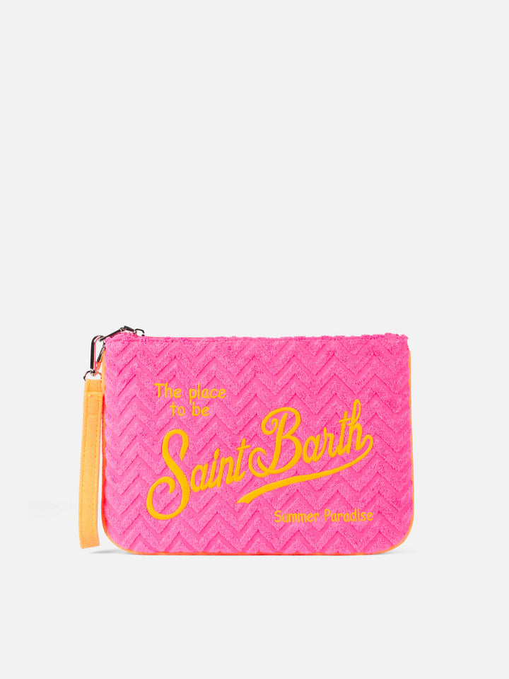 Pochette aus Parisienne-Frottee mit geprägtem Muster