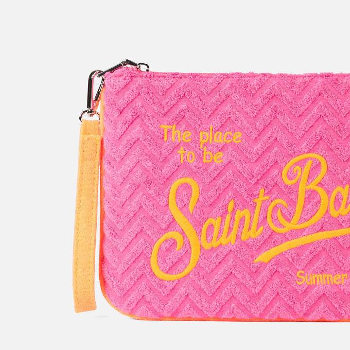 Pochette aus Parisienne-Frottee mit geprägtem Muster