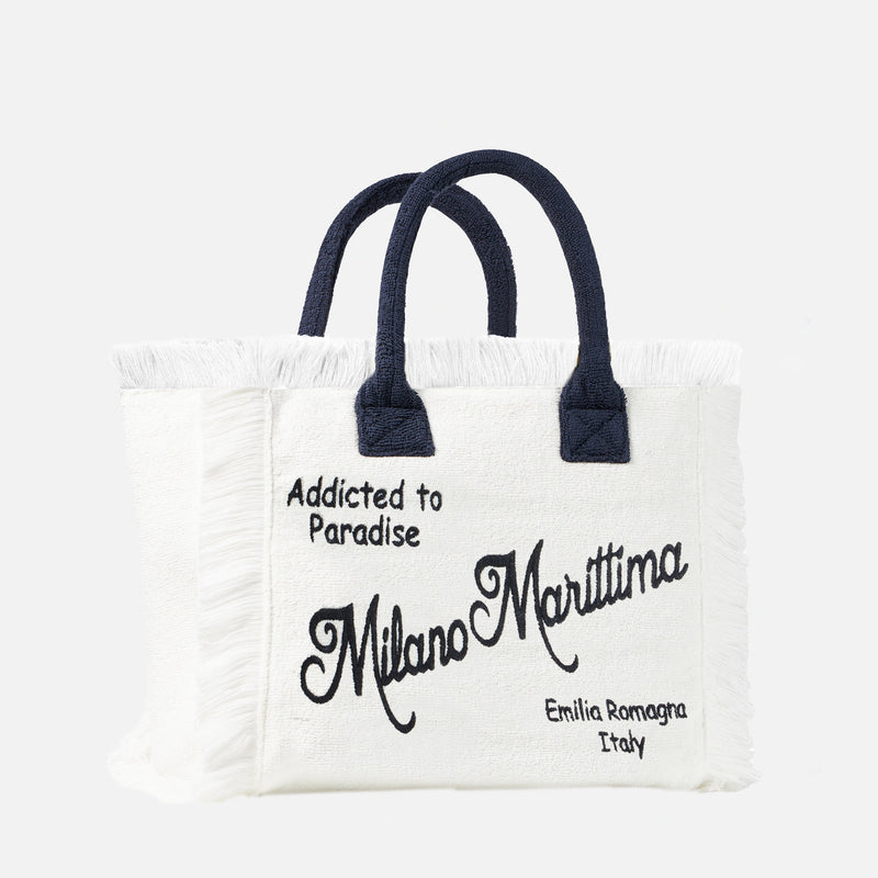 Vanity-Schultertasche aus Frottee mit Milano Marittima-Stickerei