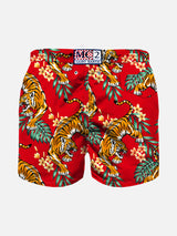 Jungen-Badeshorts mit Tiger-Print