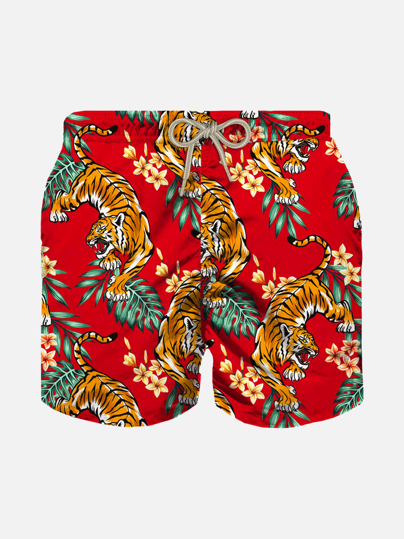 Jungen-Badeshorts mit Tiger-Print