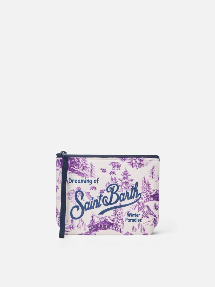 Aline Wollpochette mit winterlichem Toile de Jouy-Print