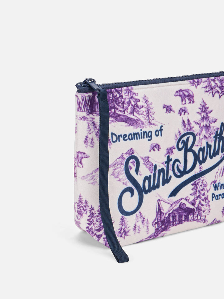 Aline Wollpochette mit winterlichem Toile de Jouy-Print