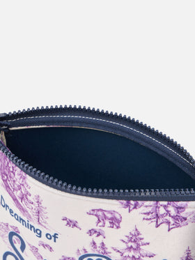 Pochette Aline in tessuto lanoso con stampa toile de jouy invernale
