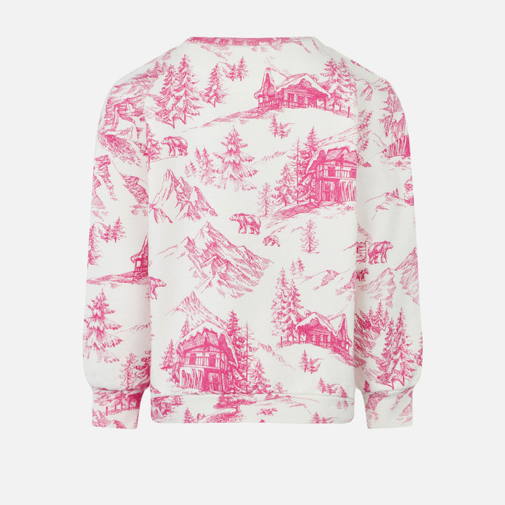 Girl crewneck sweatshirt with toile de jouy print - MC2 Saint Barth