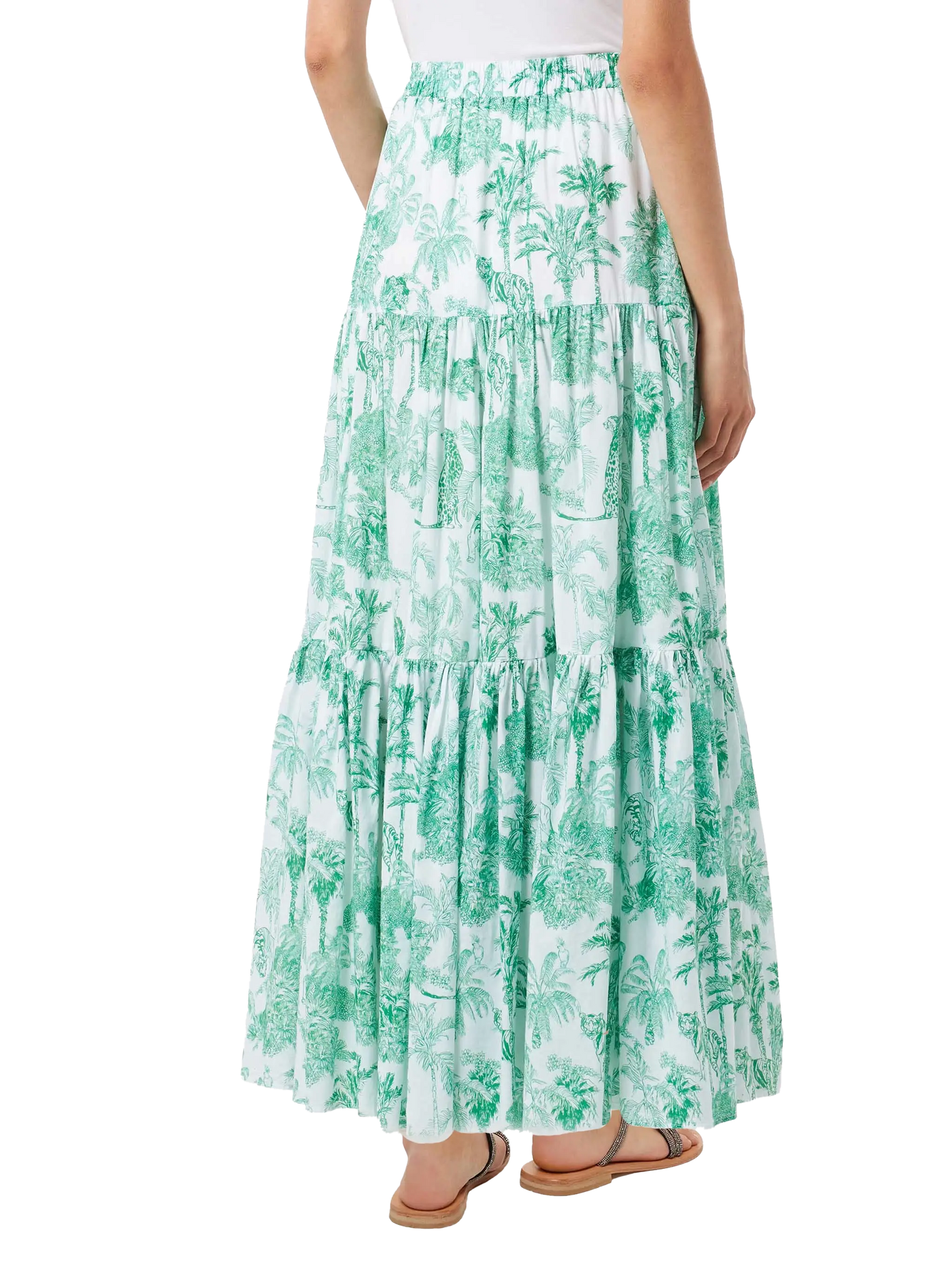 Woman cotton long skirt with jungle print