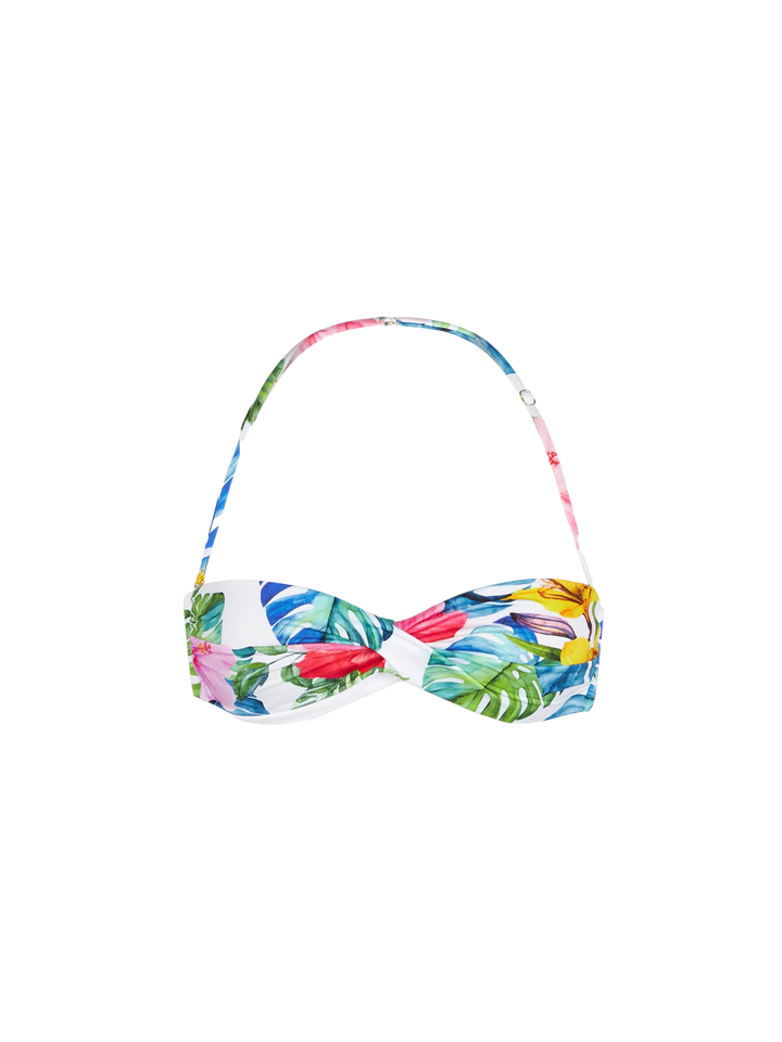 Top a fascia con stampa tropicale