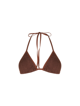 Brauner Damen-Badeanzug mit Crinkle-Triangel-Oberteil