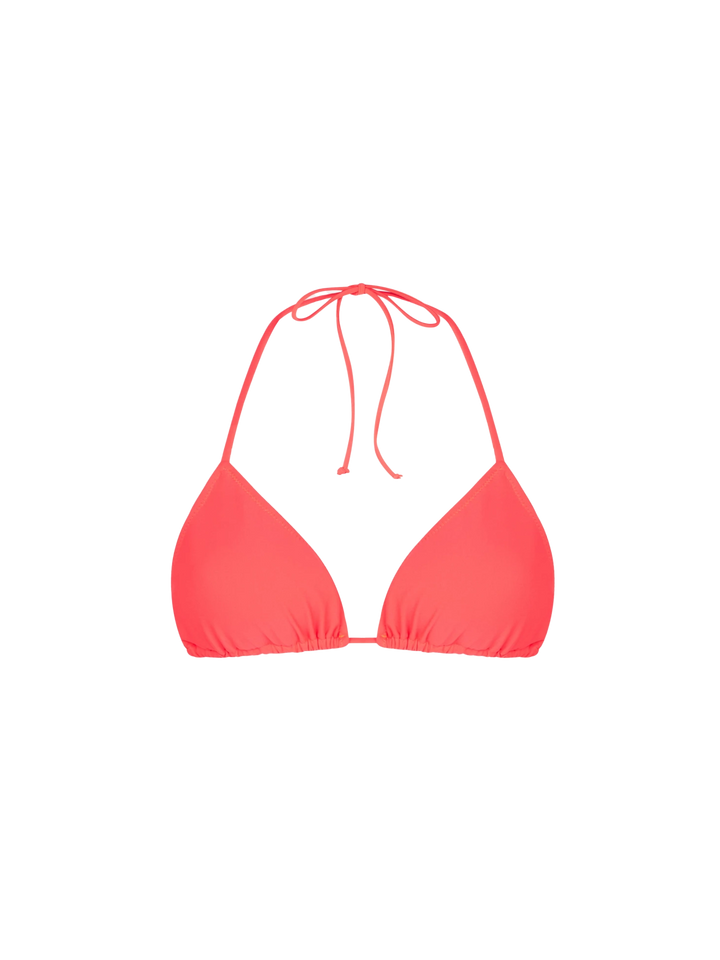 Woman fluo red triangle top swimsuit