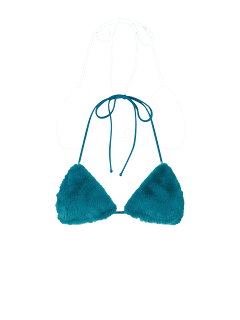 Woman teal green furry triangle top swimsuit - MC2 Saint Barth