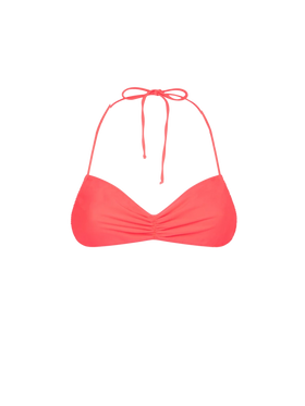 Damen-Badeanzug mit Bandeau-Oberteil in Neonrot