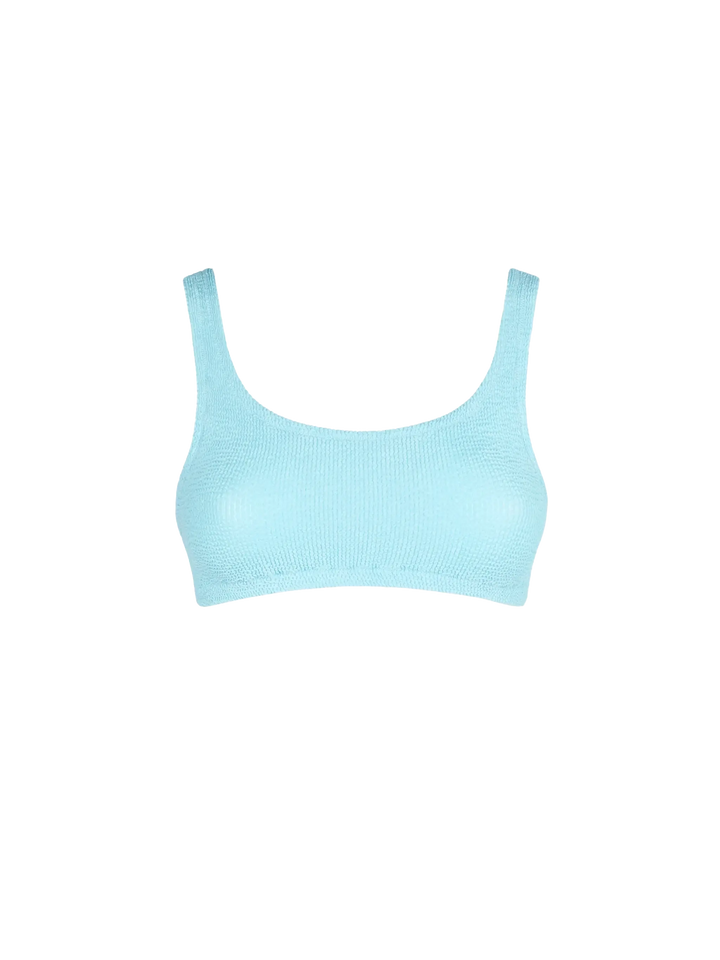 Bralette celeste in tessuto crinkle