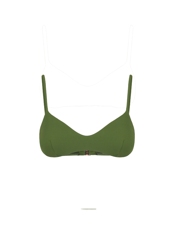 Bralette top a costine verde militare