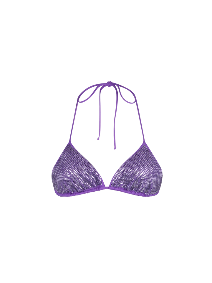 Costume da bagno donna a triangolo con strass viola