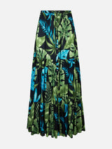 Woman long skirt with tropical print