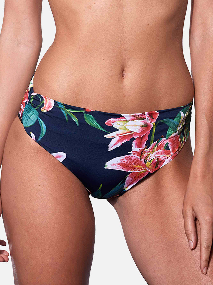 Bikini blu stampa tropicale con top a triangolo