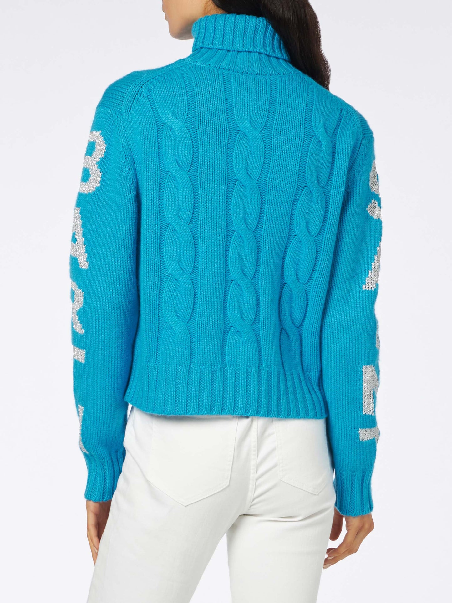 Maglione da donna intrecciato a collo alto con stampa jacquard Saint Barth