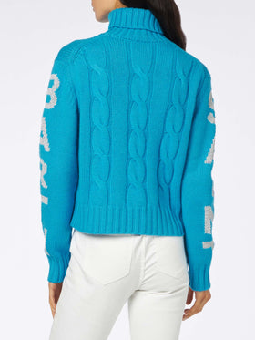 Maglione da donna intrecciato a collo alto con stampa jacquard Saint Barth