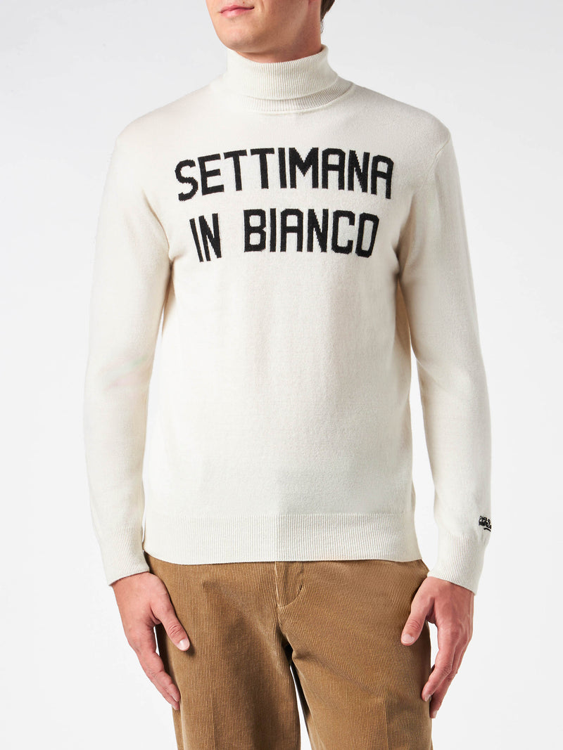 Maglia da uomo dolcevita con stampa jacquard Settimana in Bianco 