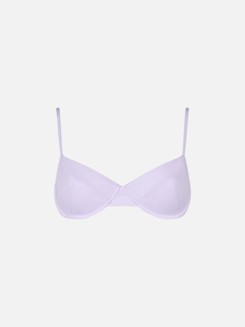 Woman lilac underwired bralette swimsuit