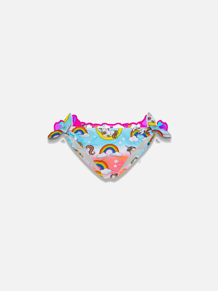 Unicorn and rainbow print girl swim briefs - MC2 Saint Barth