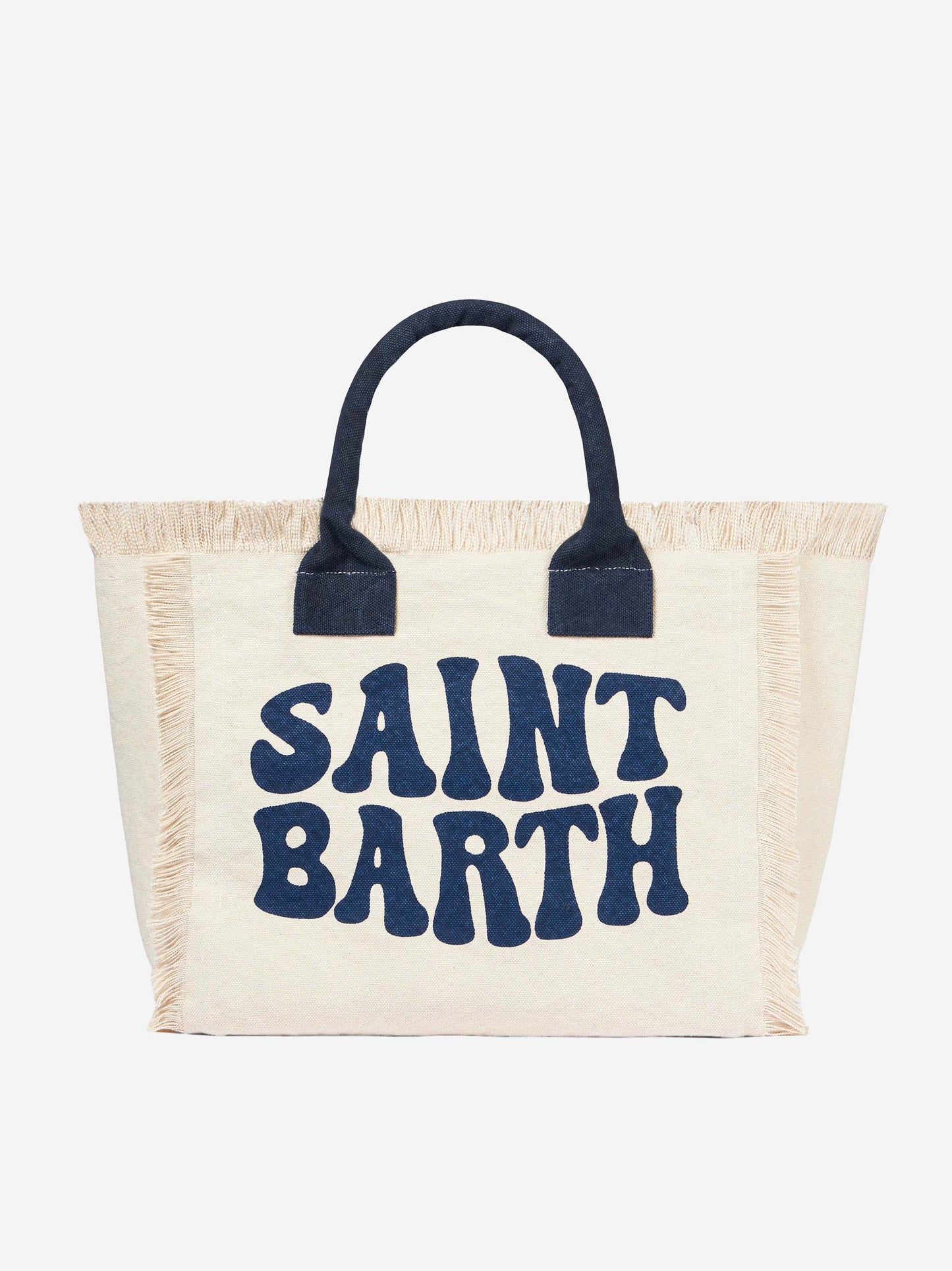 Bolso de hombro Vanity de lona blanca con logo Groovy azul 