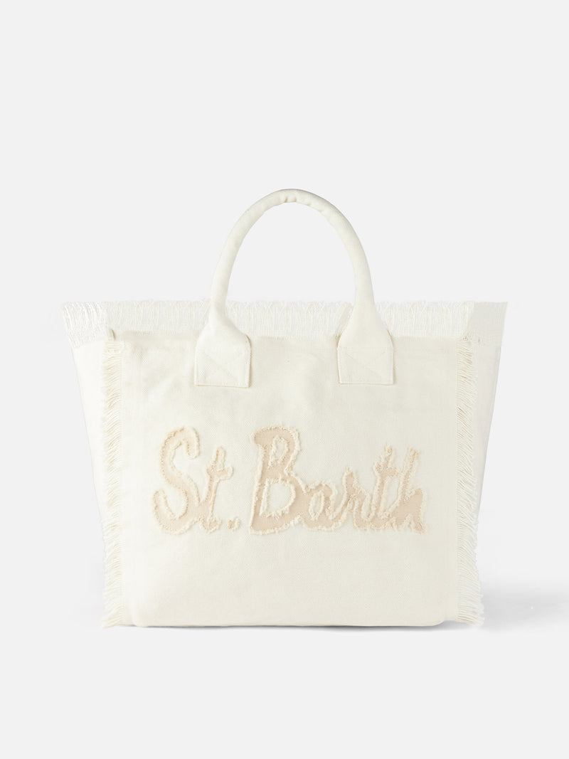 Vanity-Schultertasche aus Segeltuch mit St. Barth-Aufnäher