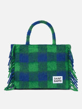 Borsa a spalla blanket Vanity con check verde e blu